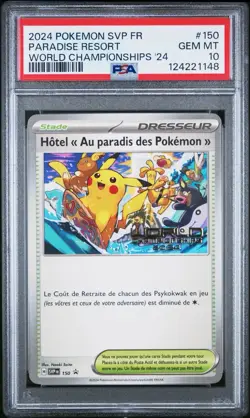 2024 POKEMON FRENCH SVP FR-SV BLACK STAR PROMO #150 PARADISE RESORT PSA 10 - Image 1