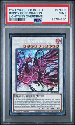 2021 YU-GI-OH! LIOV-LIGHTNING OVERDRIVE 1ST ED #EN035 RUDDY ROSE DRAGON PSA 9 - Image 1