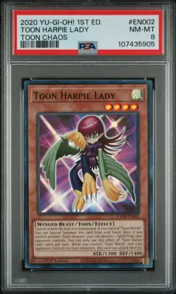 2020 YU-GI-OH! TOON CHAOS 1ST ED #EN002 TOON HARPIE LADY PSA 8 - Image 1