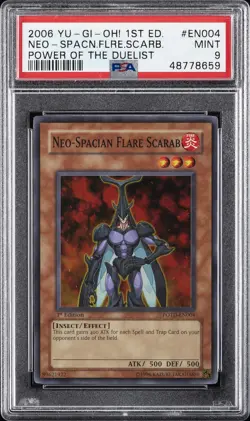 2006 YU-GI-OH! POTD-POWER OF THE DUELIST 1ST ED NEO-SPACIAN FLARE SCARAB PSA 9 - Image 1