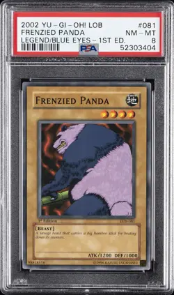 2002 YU-GI-OH! LOB-LEGEND OF BLUE EYES WHITE DRAGON 1ST ED FRENZIED PANDA PSA 8 - Image 1