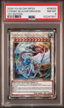 2024 YU-GI-OH! MP24-25TH ANV TIN: DUELING MIRRORS COSMIC BLAZAR DRAGON PSA 8 - Image 1
