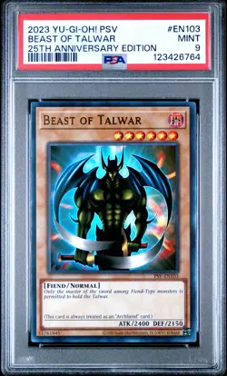 2023 YU-GI-OH! PHARAOH'S SERVANT 25TH ANV ED #EN103 BEAST OF TALWAR PSA 9 - Image 1