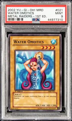 2002 YU-GI-OH! MRD-METAL RAIDERS 1ST ED #021 WATER OMOTICS PSA 9 - Image 1