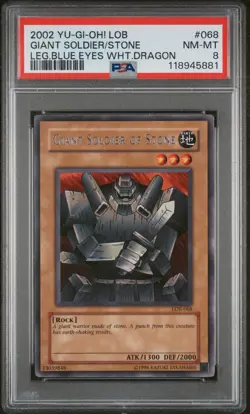 2002 YU-GI-OH! LOB-LEGEND OF BLUE EYES WHITE DRAGON GIANT SOLDIER OF STONE PSA 8 - Image 1