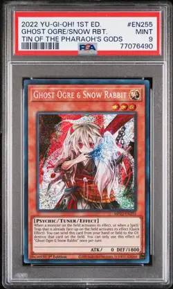 2022 YU-GI-OH! TIN OF THE PHARAOH'S GODS 1ST ED GHOST OGRE & SNOW RABBIT PSA 9 - Image 1