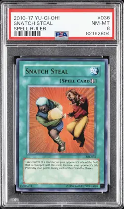 2010-2017 YU-GI-OH! SPELL RULER REPRINT #036 SNATCH STEAL PSA 8 - Image 1