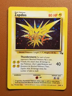 Zapdos Fossil Rare Holo Card 15/62 LP Condition. WOTC Vintage 1999 Pokemon - Image 1