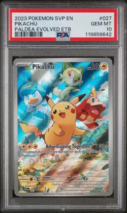 Pokemon Card PSA 10 Pikachu SVP 027 Paldea Evolved ETB Promo IR Rare 2023 - Image 1