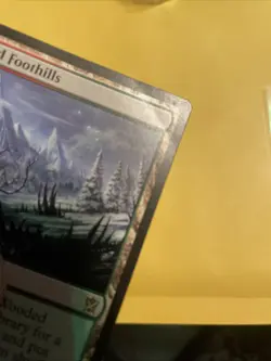 MTG Wooded Foothills Khans of Tarkir 249 Heavy Play Crease Top Right Corner - Image 2