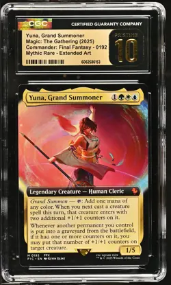 YUNA, GRAND SUMMONER Final Fantasy Extended Art Mythic CGC Pristine 10 MTG - Image 1