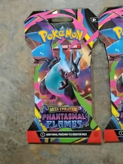 3 Pokemon Mega Evolution Fantasmal Flames Sealed Booster Packs New English TCG. - Image 2