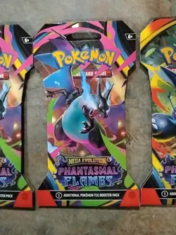 3 Pokemon Mega Evolution Fantasmal Flames Sealed Booster Packs New English TCG. - Image 3