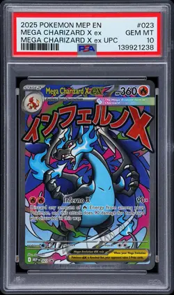 2025 POKEMON MEP EN-ME BLACK STAR PROMO #023 MEGA CHARIZARD X EX PSA 10 - Image 1