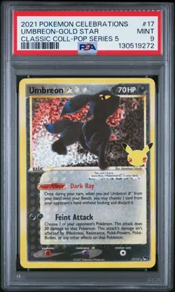 2021 POKEMON CELEBRATIONS CLASSIC COLL #17 UMBREON-GOLD STAR PSA 9 - Image 1