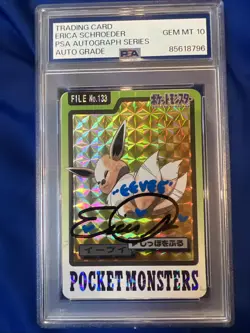 Erica Schroeder Auto 1997 Pocket Monsters Carddass Eevee File Prism #133 PSA 10 - Image 1