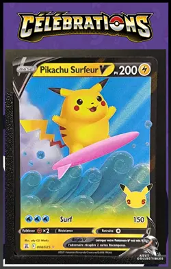 Carte Pokemon Pikachu Surfeur V 008/025 EB7.5 Celebrations 25 ans FR - Image 1
