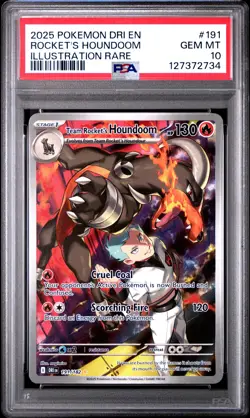 2025 POKEMON DRI EN-DESTINED RIVALS #191 TEAM ROCKET'S HOUNDOOM PSA 10 - Image 1