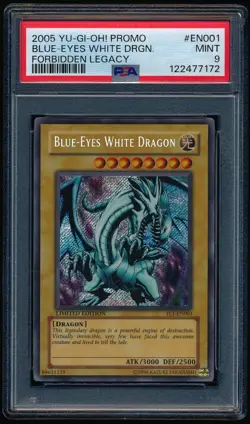 2005 Yu-Gi-Oh! Blue Eyes White Dragon Forbidden Legacy Promo #EN001 PSA 9 - Image 1