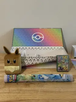 Prismatic Evolutions UPC Eevee Deck Box Sleeves And Play Mat -- NO Cards - Image 1