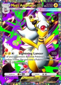 Pokemon Pocket TCG Trading Card 2 Star Full Art Mega Ampharos EX Mega Rising - Image 1