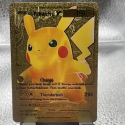 Pokemon Pikachu V Gold Foil Fan Art Collector Card - 190 HP - 170/185 P2 - Image 1