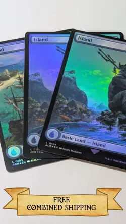 Magic The Gathering: 3x Assassin's Creed (ACR) Full Art Foil Island - Image 1