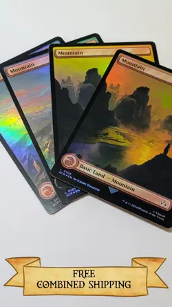Magic The Gathering: 4x Assassin's Creed (ACR) Full Art Foil Mountain - Image 1