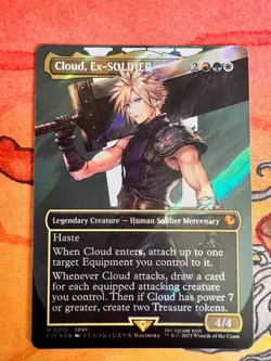 Cloud, Ex-SOLDIER Mint Borderless Surge Foil FIC MTG #0210 - Image 1