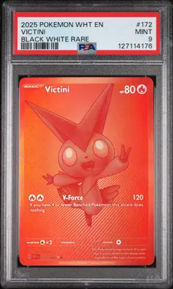 2025 POKEMON WHT EN-WHITE FLARE BLACK WHITE RARE #172 VICTINI PSA 9 - Image 1