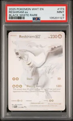 2025 POKEMON WHT EN-WHITE FLARE BLACK WHITE RARE #173 RESHIRAM EX PSA 9 - Image 1