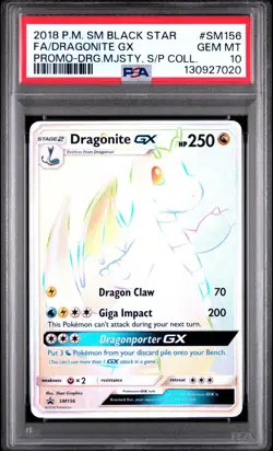 Pokemon Dragonite GX SM156 Rainbow Black Star Promo PSA 10 GEM MINT - Image 1