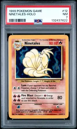 1999 POKEMON BASE SET UNLIMITED #12 NINETALES-HOLO PSA 7 - Image 1