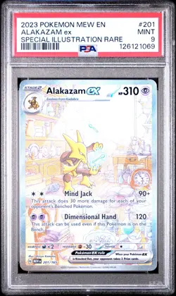 2023 POKEMON MEW EN-151 SPECIAL ILLUSTRATION RARE #201 ALAKAZAM EX PSA 9 - Image 1