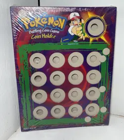 Vintage 1999 POKEMON Battling Coin Game Coin Holder 3pk Hasbro NEW Sealed Green - Image 1