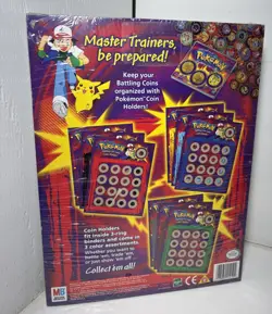 Vintage 1999 POKEMON Battling Coin Game Coin Holder 3pk Hasbro NEW Sealed Green - Image 2
