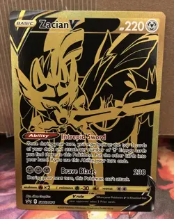 Pokemon TCG Zacian V Gold Holo Black Star Promo SWSH076 M/NM - Image 1