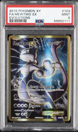 2016 POKEMON XY EVOLUTIONS #103 FULL ART/MEWTWO EX PSA 9 - Image 1