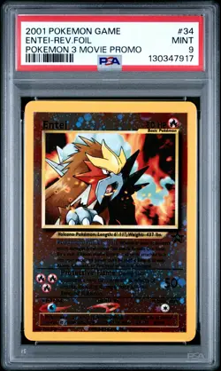 2001 POKEMON GAME MOVIE POKEMON 3 MOVIE PROMO #34 ENTEI-REVERSE FOIL PSA 9 - Image 1