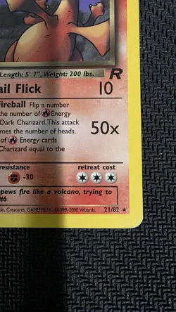 Pokemon TCG Dark Charizard Non-Holo Card 21/82 Team Rocket 2000 - Image 4