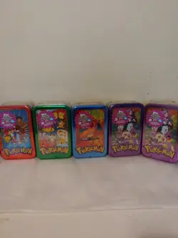 Pokemon, (5) sealed trading card tins w/cards inside. 1998. By TOPPS - Image 1