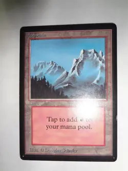 MTG MAGIC THE GATHERING CARD ORIGINAL BETA LAND MOUNTAIN B V2 BLUE SNOW FOG X1 - Image 1