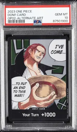 2023 ONE PIECE OP02-PARAMOUNT WAR ALTERNATE ART DON!! CARD PSA 10 - Image 1