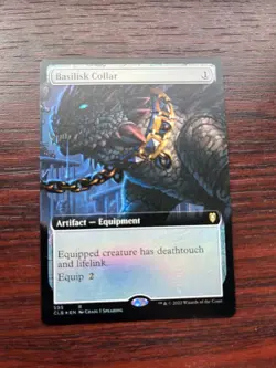 1x FOIL BORDERLESS BASILISK COLLAR - Commander - MTG - Magic the Gathering - Image 1