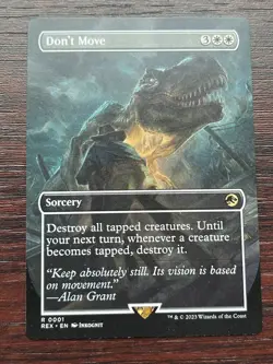 1x BORDERLESS DON'T MOVE - Jurassic Park - MTG Magic the Gathering - Image 1
