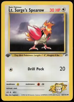 Lt. Surge's Spearow [1st Edition] #52 Gym Heroes Pokemon Card - Image 1