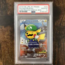 2016 Pokemon Luigi Pikachu Special Box Japanese Full Art Promo 296/XY-P PSA 10 - Image 1