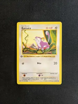 RATTATA **Shadowless** Pokemon Card 61/102 - 1st Edition Rare Base Set ~ MINT! - Image 1