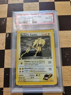 1st Edition #15 Rockets Zapdos Holo PSA 8 Gym Challenge Pokemon Card - Image 1