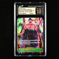 CGC PRISTINE 10 2023 ONE PIECE JPN .TCG Card OP06-118 Roronoa Zoro - Image 2